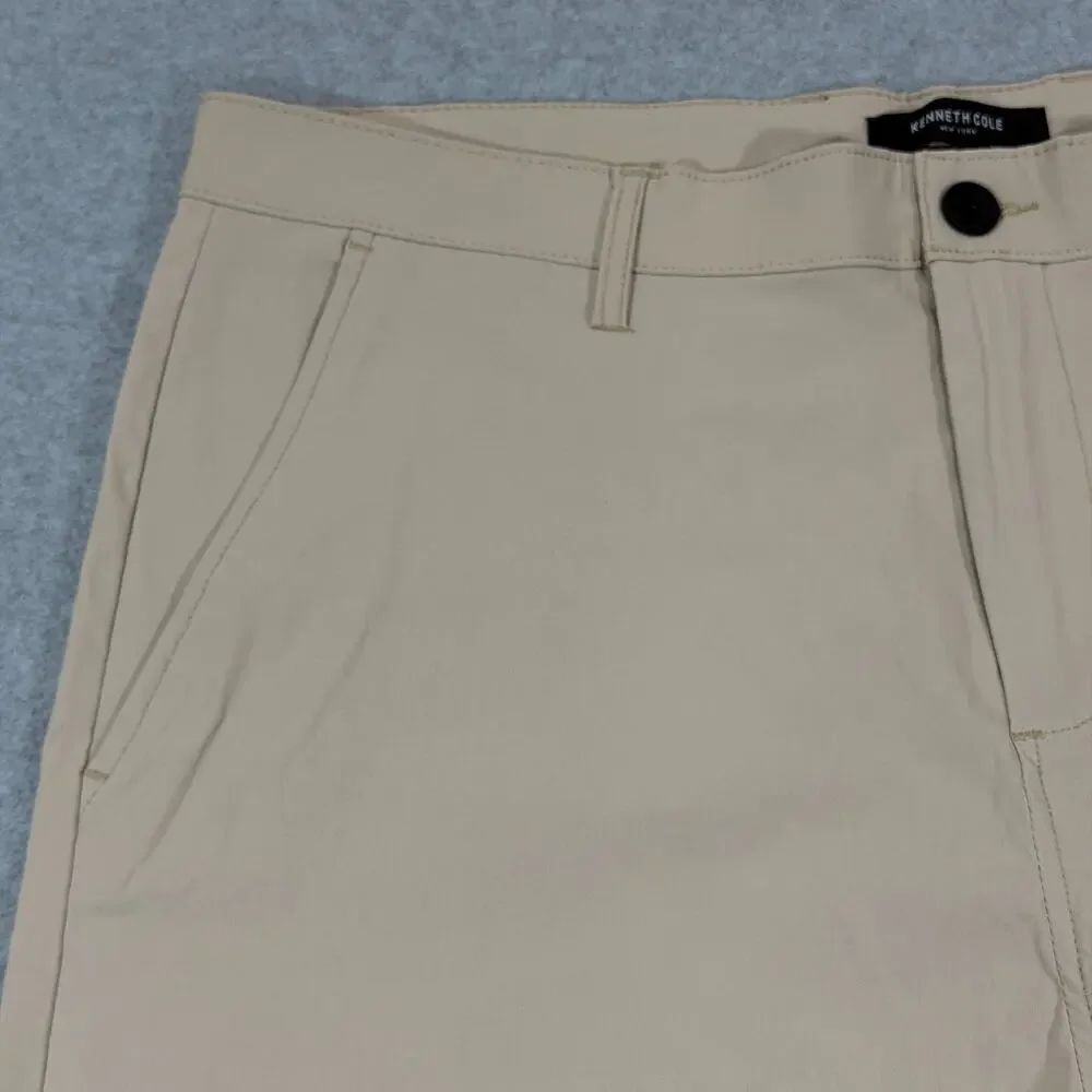 Kenneth Cole Mens 38x8 Slim Fit Tech Shorts Classic Khaki Stretch Flat Front NWT